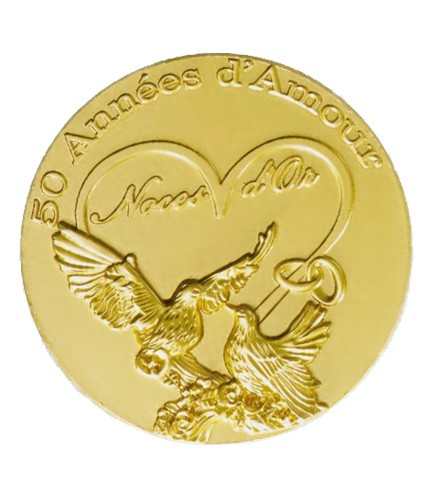 Goldene Hochzeit Medaille Ø 7 cm mit Gravur