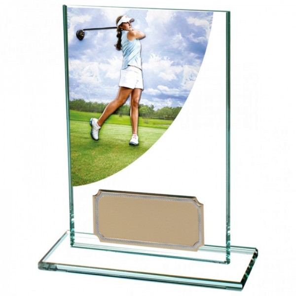 Kristallglas " Golferin " mit faszinierenden Color-Curve Schild