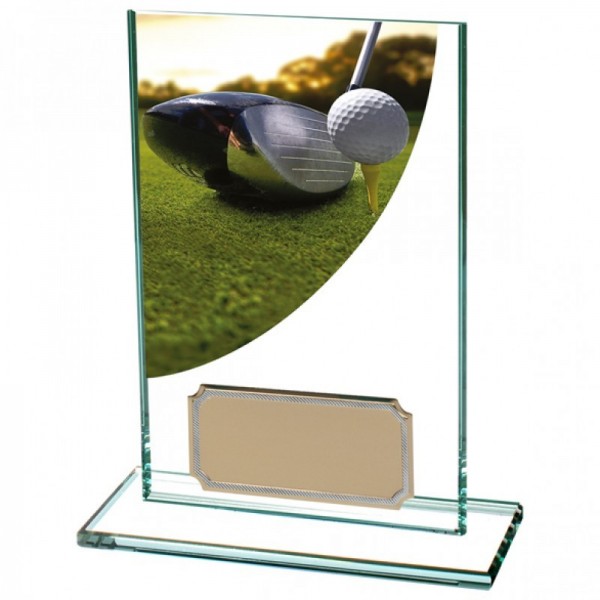 Kirstallpokal " Golf " mit faszinierenden Color-Curve Schild