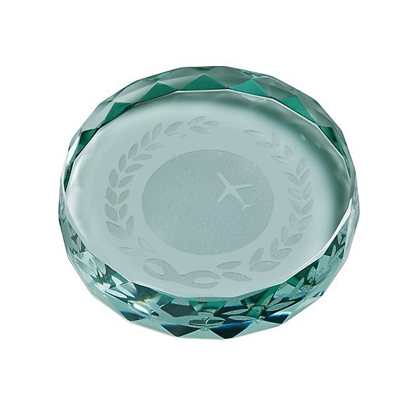 Glasmedaille-Jade-Diamantfeinschliff Ø 8 cm