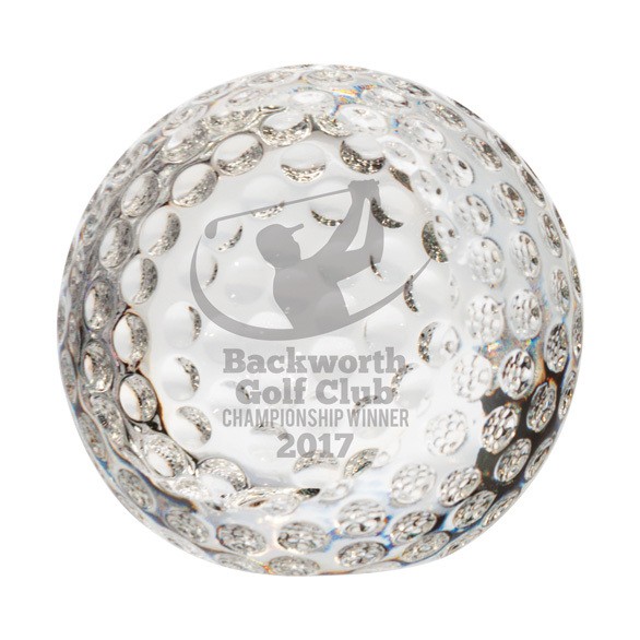 Golfball, Kristall mit Gravurfläche