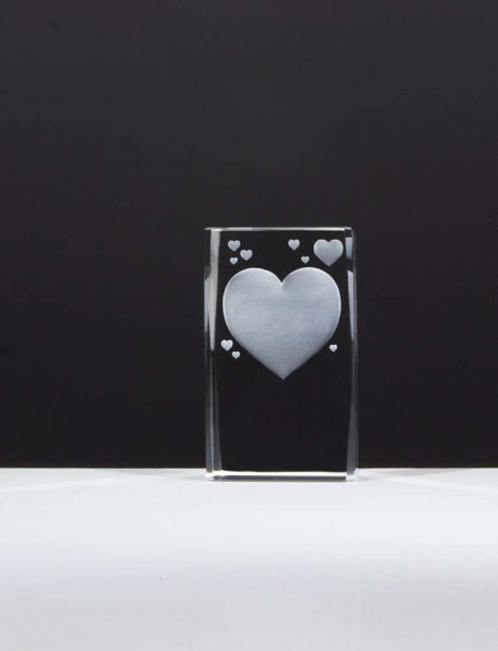 Kristallblock mit 3 D Herzen