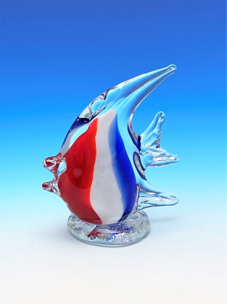 Glasfisch handgefertigt rot-weiß-blau 10cm