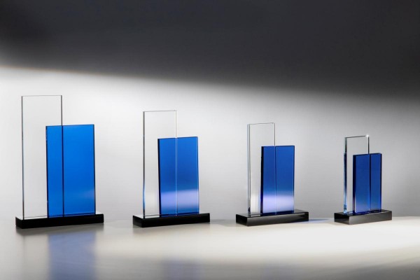 massive Glastrophäe-Blauglas 3 Größen