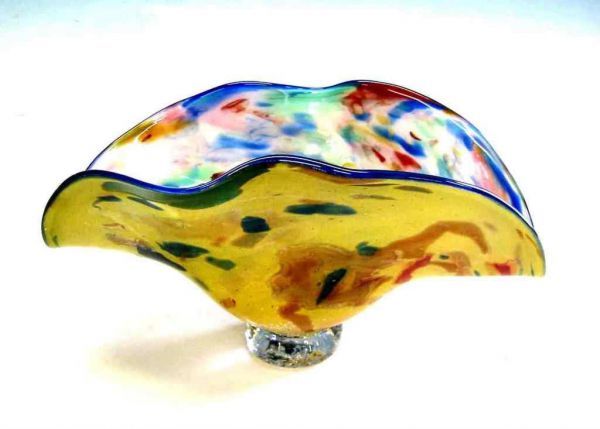 Glasschale ART Deco Gelb-Bunt