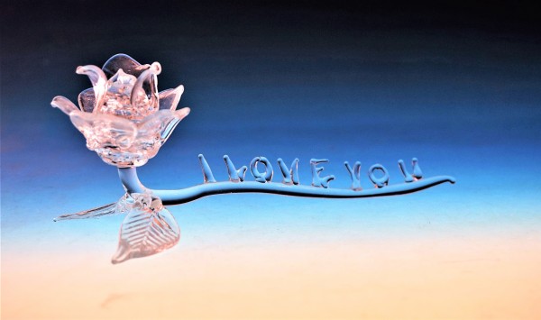 Kristall-Rose " I love you "