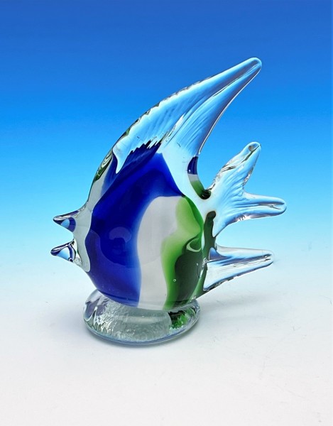 Glasfisch handgefertigt blau weiß grün 10 cm