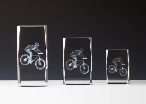 Kristallblock mit 3 D Gravur " Radsport " ohne Sockel