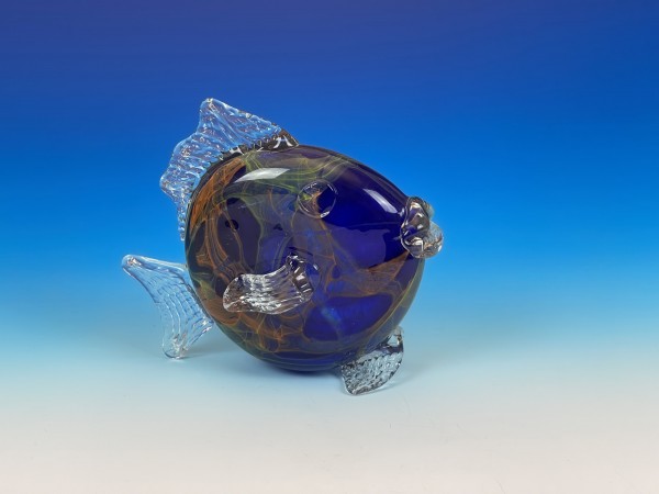 Glasfisch blau-Unikat Ø 20 cm