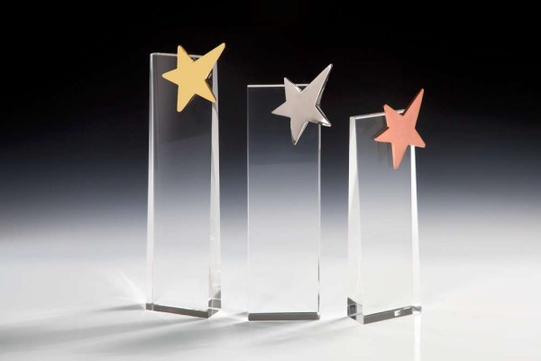 Kristallglas-Turm 3er Serie mit Stern