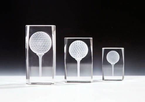 Kristallblock mit 3 D Golf ohne Sockel